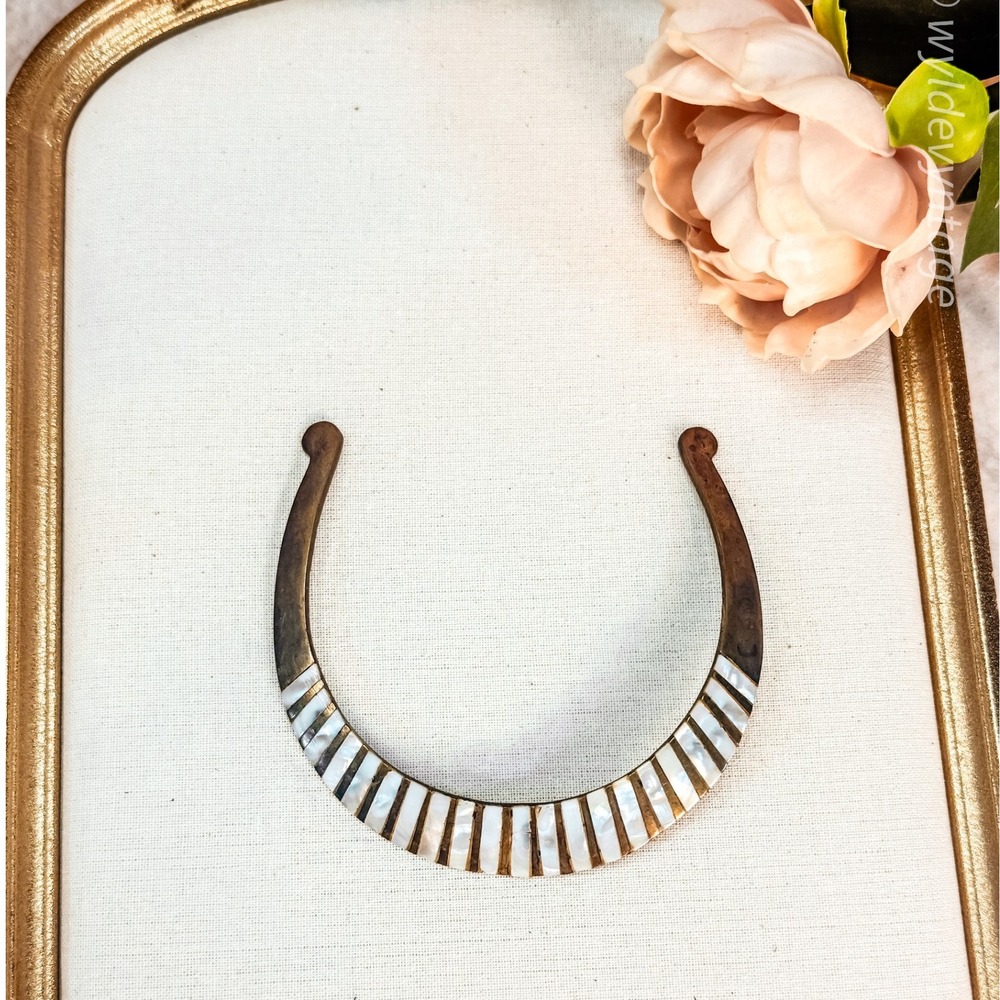 Brass and Mother of Pearl Cleopatra Style Necklace
